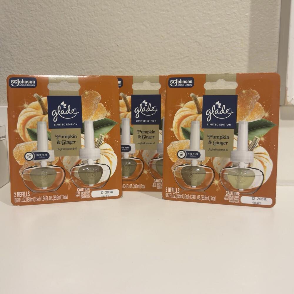 Glade PlugIns Refills Air Freshener Pumpkin & Ginger Scented Essential Oils 3 Pk